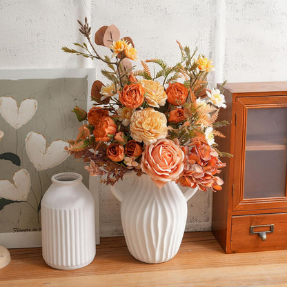 18-inch Artificial Fake Flowers Silk Flower Arrangements Faux Bouquets with Roses, Tulips, Calliopsis, Dahlias, Hydrangeas, Sages, Dandelions, Eucalyptus and Berry Bead Branch
