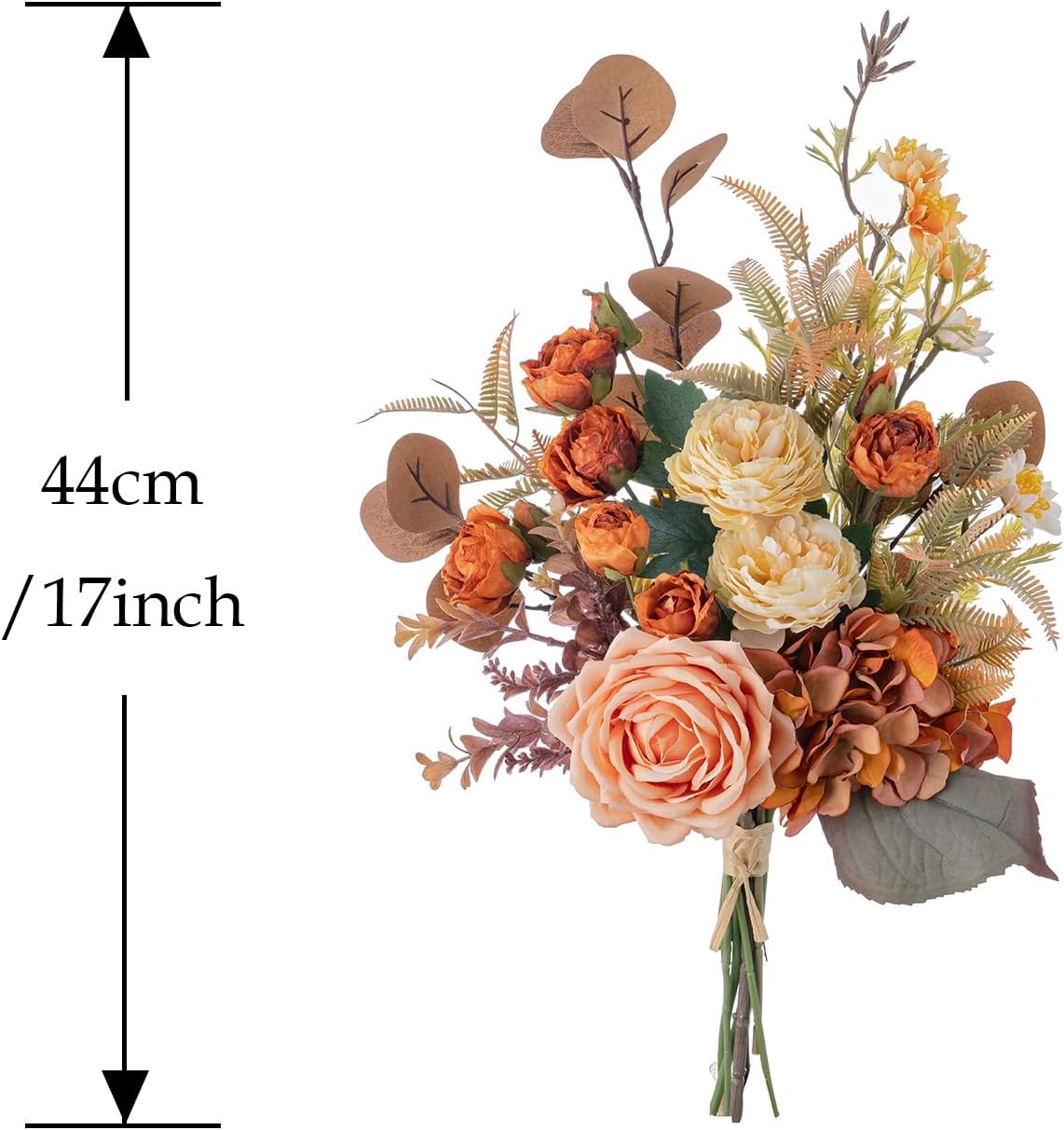 18-inch Artificial Fake Flowers Silk Flower Arrangements Faux Bouquets with Roses, Tulips, Calliopsis, Dahlias, Hydrangeas, Sages, Dandelions, Eucalyptus and Berry Bead Branch