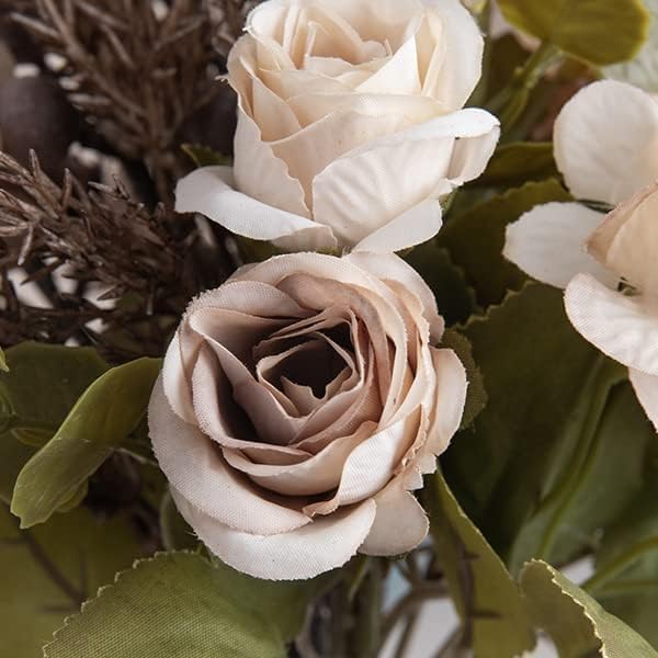 18-inch Artificial Fake Flowers Silk Flower Arrangements Faux Bouquets with Roses, Tulips, Calliopsis, Dahlias, Hydrangeas, Sages, Dandelions, Eucalyptus and Berry Bead Branch