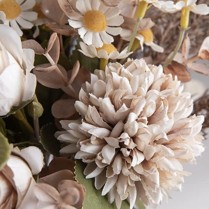 18-inch Artificial Fake Flowers Silk Flower Arrangements Faux Bouquets with Roses, Tulips, Calliopsis, Dahlias, Hydrangeas, Sages, Dandelions, Eucalyptus and Berry Bead Branch