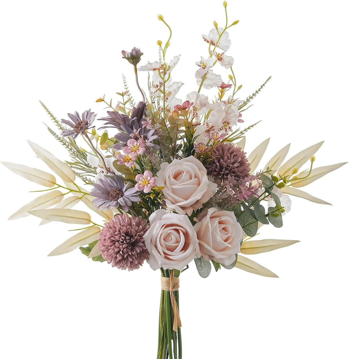 18-inch Artificial Fake Flowers Silk Flower Arrangements Faux Bouquets with Roses, Tulips, Calliopsis, Dahlias, Hydrangeas, Sages, Dandelions, Eucalyptus and Berry Bead Branch