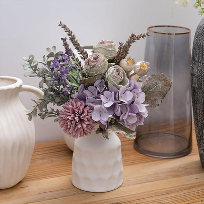 18-inch Artificial Fake Flowers Silk Flower Arrangements Faux Bouquets with Roses, Tulips, Calliopsis, Dahlias, Hydrangeas, Sages, Dandelions, Eucalyptus and Berry Bead Branch