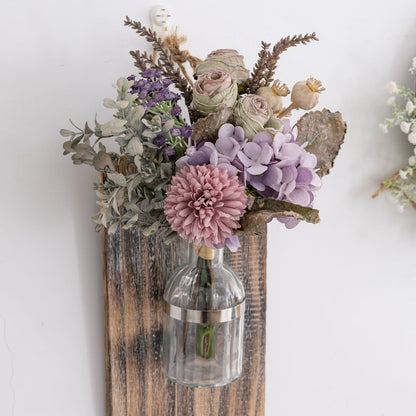 18-inch Artificial Fake Flowers Silk Flower Arrangements Faux Bouquets with Roses, Tulips, Calliopsis, Dahlias, Hydrangeas, Sages, Dandelions, Eucalyptus and Berry Bead Branch