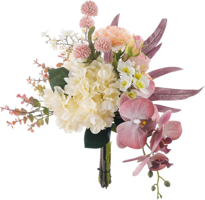 18-inch Artificial Fake Flowers Silk Flower Arrangements Faux Bouquets with Roses, Tulips, Calliopsis, Dahlias, Hydrangeas, Sages, Dandelions, Eucalyptus and Berry Bead Branch
