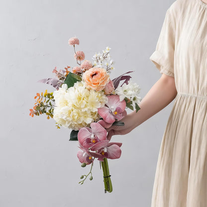 18-inch Artificial Fake Flowers Silk Flower Arrangements Faux Bouquets with Roses, Tulips, Calliopsis, Dahlias, Hydrangeas, Sages, Dandelions, Eucalyptus and Berry Bead Branch