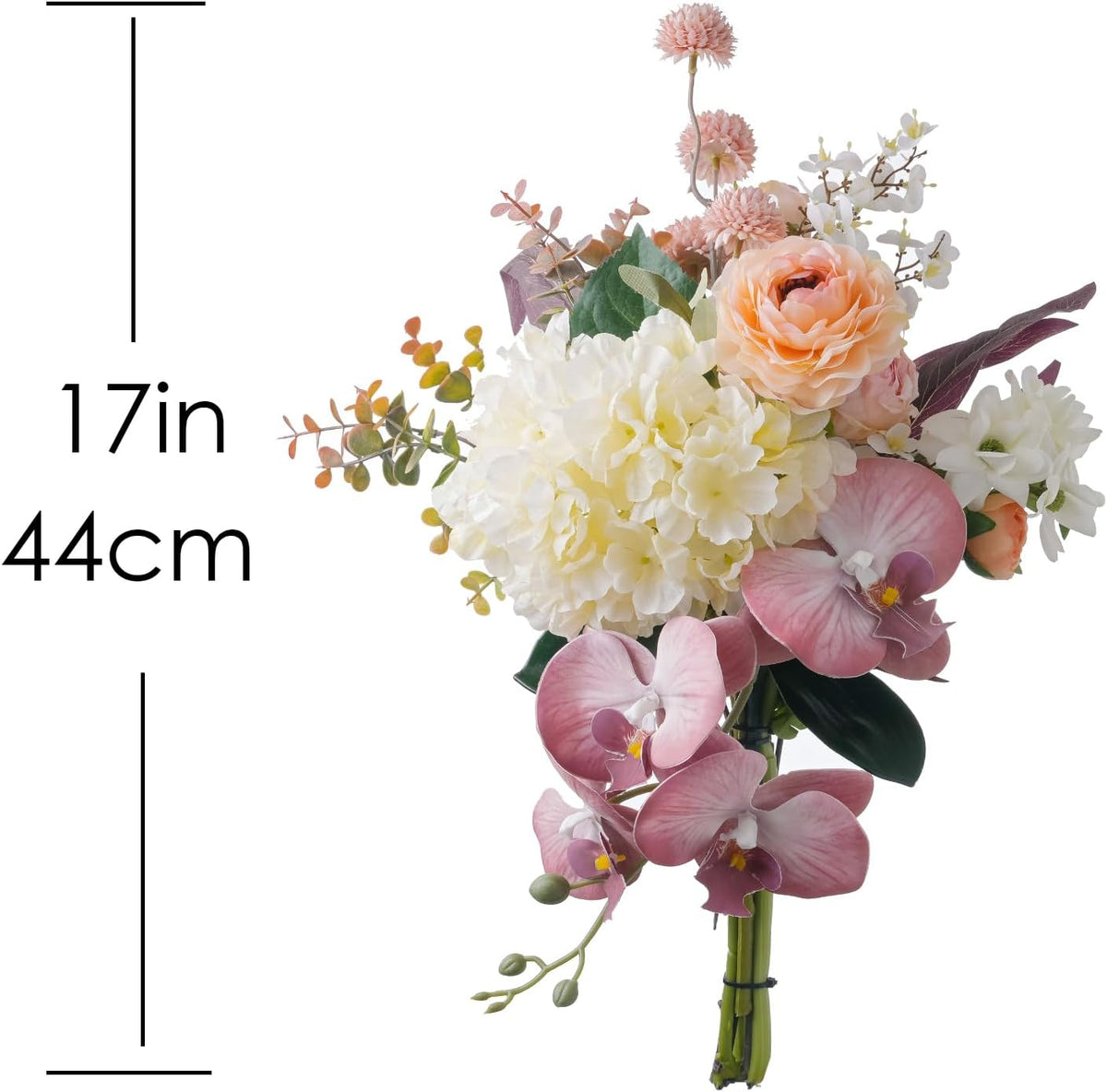 18-inch Artificial Fake Flowers Silk Flower Arrangements Faux Bouquets with Roses, Tulips, Calliopsis, Dahlias, Hydrangeas, Sages, Dandelions, Eucalyptus and Berry Bead Branch