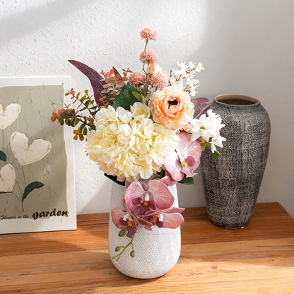 18-inch Artificial Fake Flowers Silk Flower Arrangements Faux Bouquets with Roses, Tulips, Calliopsis, Dahlias, Hydrangeas, Sages, Dandelions, Eucalyptus and Berry Bead Branch