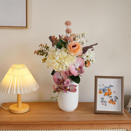 18-inch Artificial Fake Flowers Silk Flower Arrangements Faux Bouquets with Roses, Tulips, Calliopsis, Dahlias, Hydrangeas, Sages, Dandelions, Eucalyptus and Berry Bead Branch