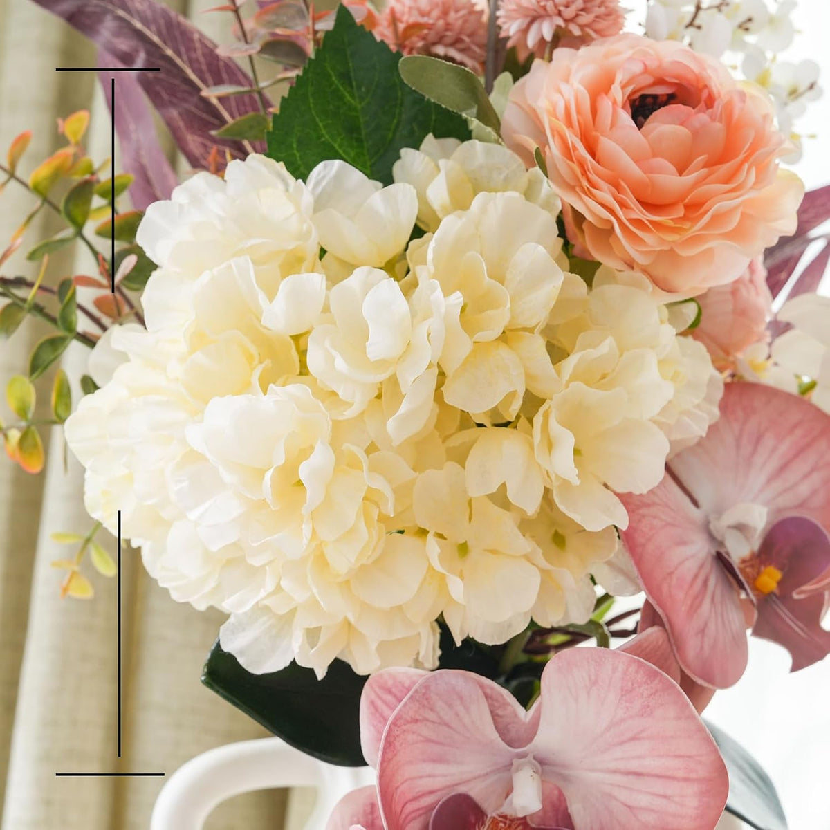 18-inch Artificial Fake Flowers Silk Flower Arrangements Faux Bouquets with Roses, Tulips, Calliopsis, Dahlias, Hydrangeas, Sages, Dandelions, Eucalyptus and Berry Bead Branch