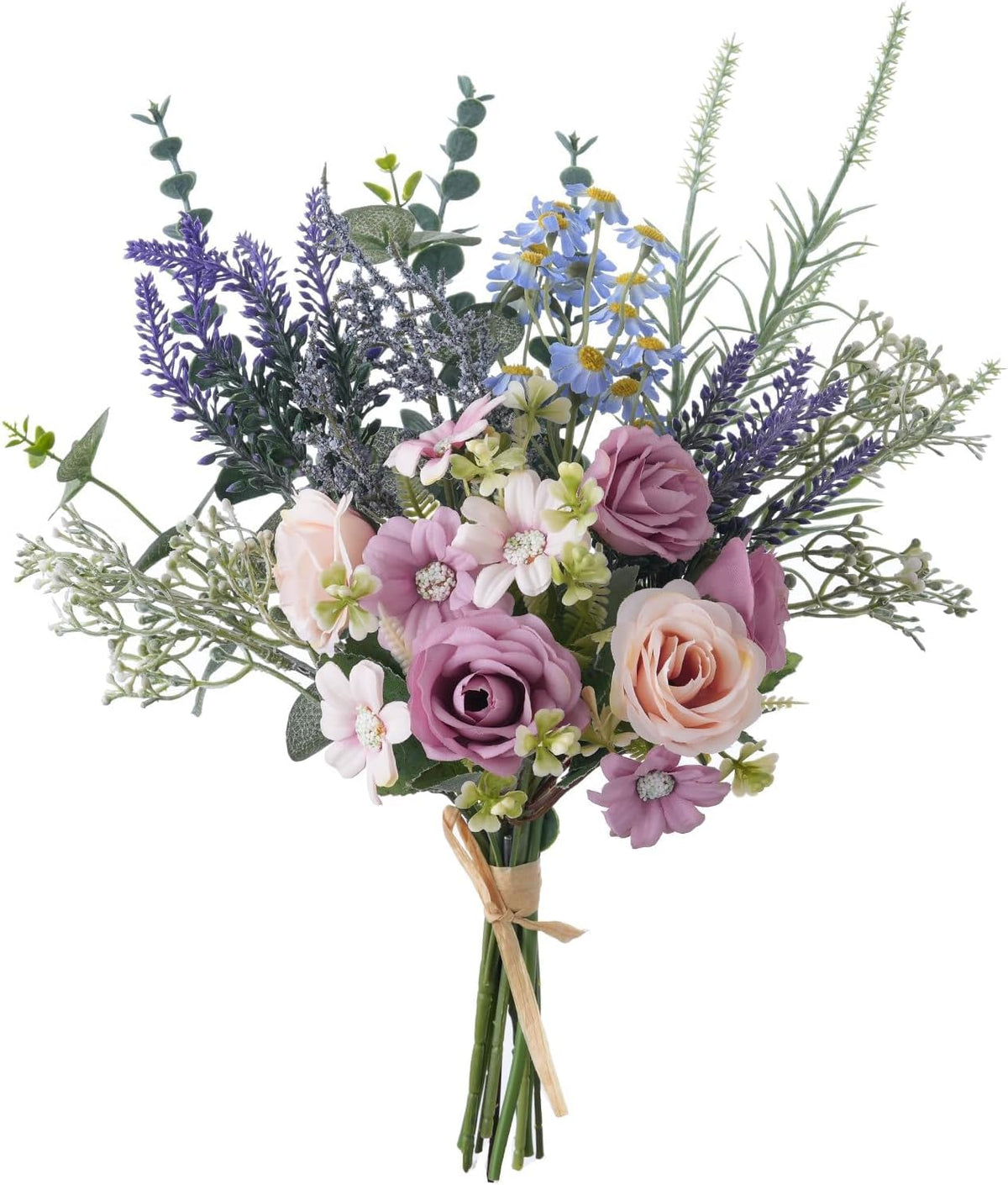 18-inch Artificial Fake Flowers Silk Flower Arrangements Faux Bouquets with Roses, Tulips, Calliopsis, Dahlias, Hydrangeas, Sages, Dandelions, Eucalyptus and Berry Bead Branch