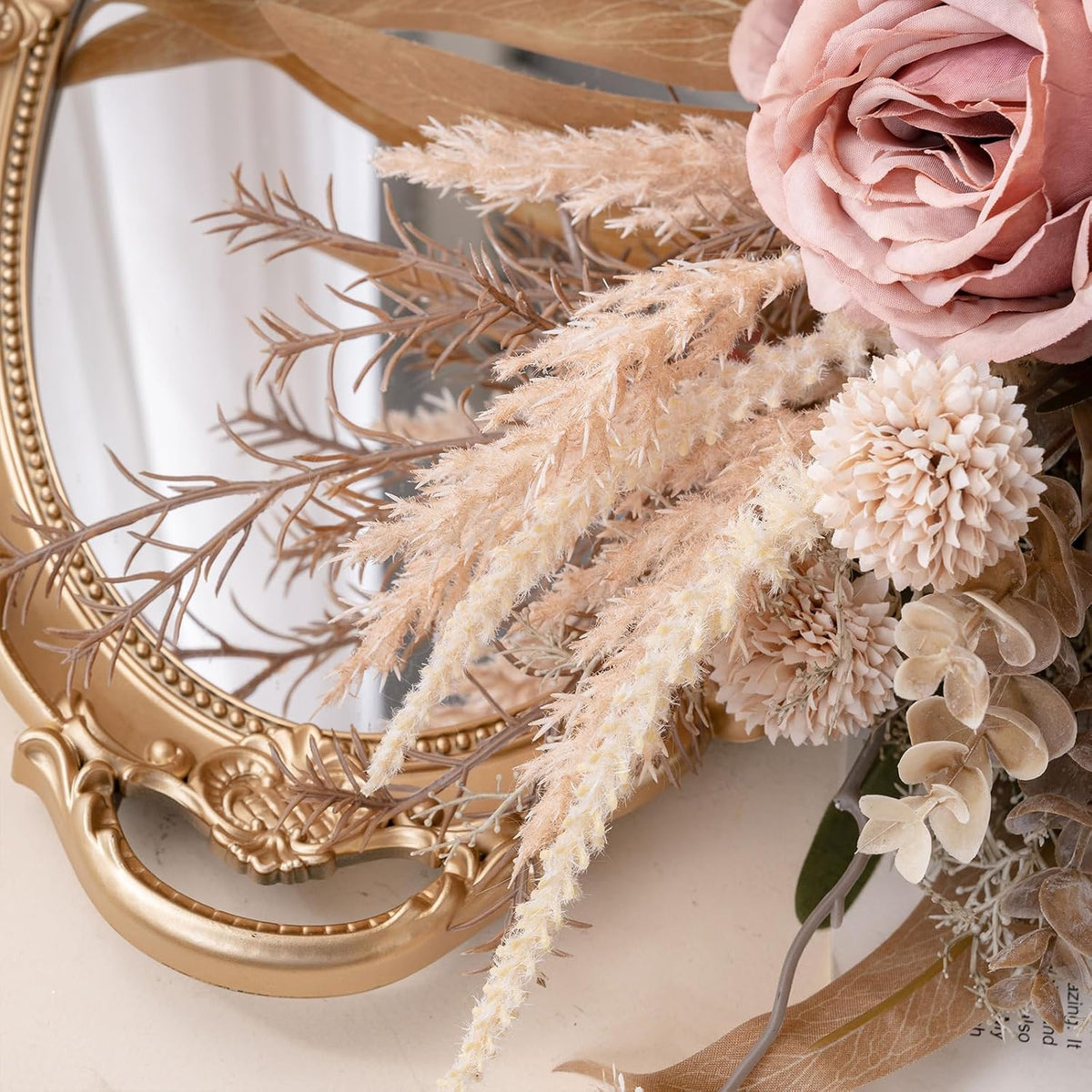 18-inch Artificial Fake Flowers Silk Flower Arrangements Faux Bouquets with Roses, Tulips, Calliopsis, Dahlias, Hydrangeas, Sages, Dandelions, Eucalyptus and Berry Bead Branch