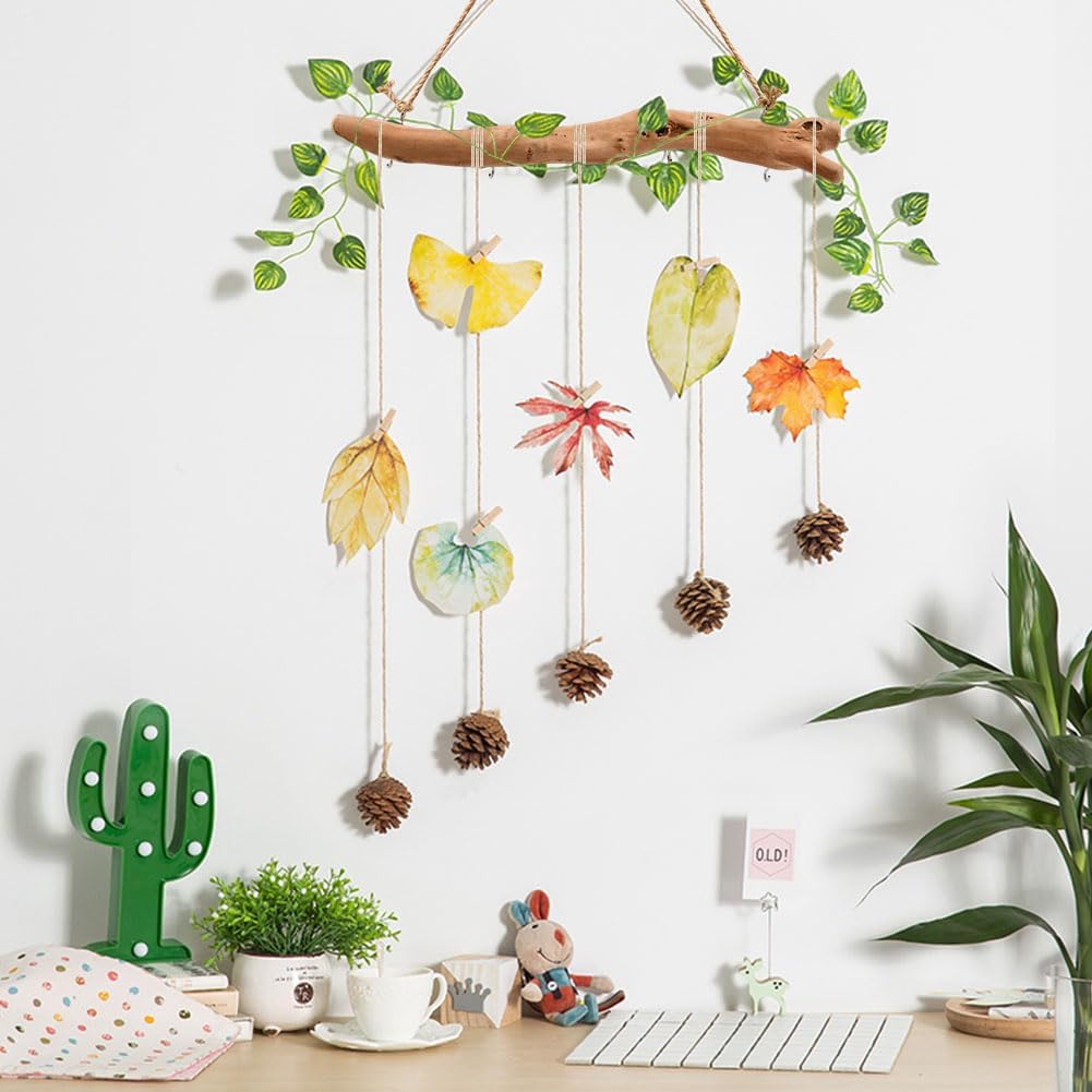 1Pc 15 Inch Natural Driftwood Decorative Branches Farmhouse Home Wall Hanging Decor Hanging Jewelry Organizers with 5 Hooks Decorative Farmhouse Home Wall Decor