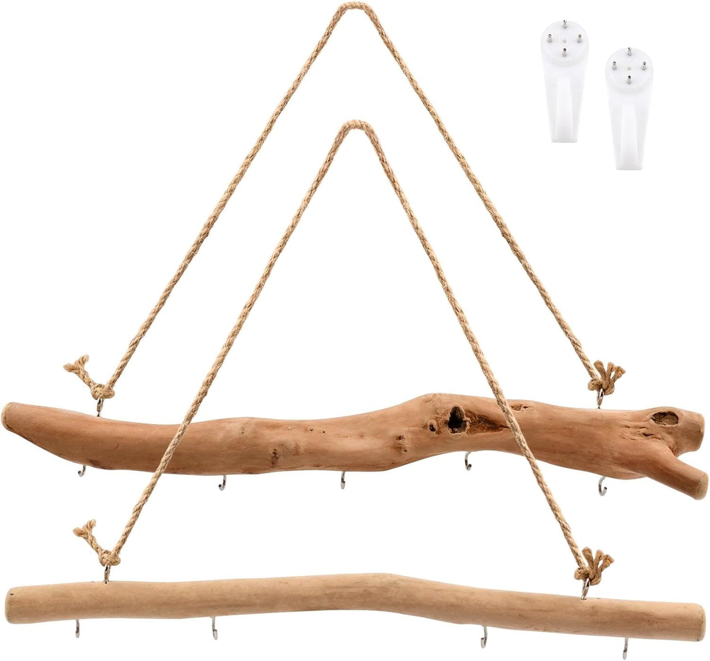 1Pc 15 Inch Natural Driftwood Decorative Branches Farmhouse Home Wall Hanging Decor Hanging Jewelry Organizers with 5 Hooks Decorative Farmhouse Home Wall Decor