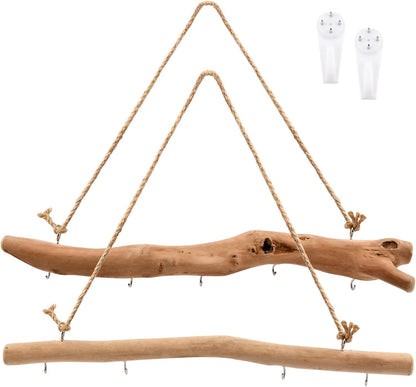 1Pc 15 Inch Natural Driftwood Decorative Branches Farmhouse Home Wall Hanging Decor Hanging Jewelry Organizers with 5 Hooks Decorative Farmhouse Home Wall Decor