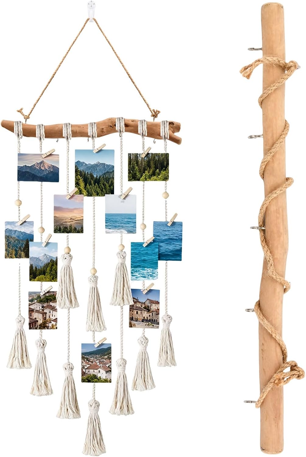 1Pc 15 Inch Natural Driftwood Decorative Branches Farmhouse Home Wall Hanging Decor Hanging Jewelry Organizers with 5 Hooks Decorative Farmhouse Home Wall Decor