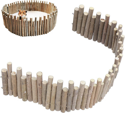 11.8in Flexible Hamster Wooden Bridge for Small Animals, Adjustable Wooden Hamster Bridge with Hooks, Hamster Wooden Fence as Decor and Fence for Hamsters and Gerbils(30CM Fence Style)