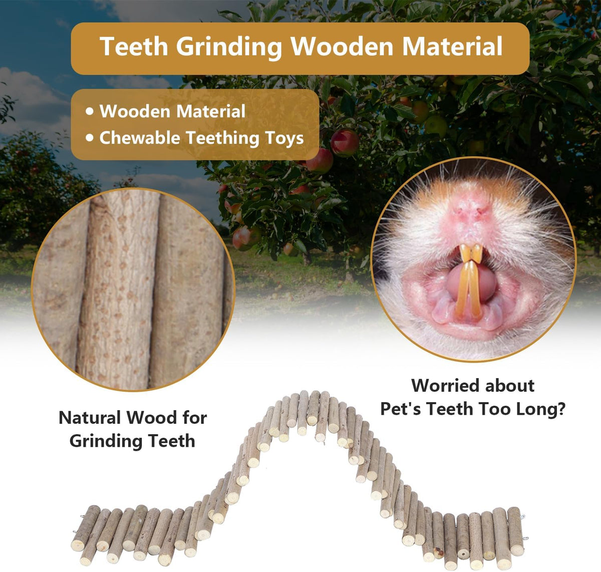 11.8in Flexible Hamster Wooden Bridge for Small Animals, Adjustable Wooden Hamster Bridge with Hooks, Hamster Wooden Fence as Decor and Fence for Hamsters and Gerbils(30CM Fence Style)