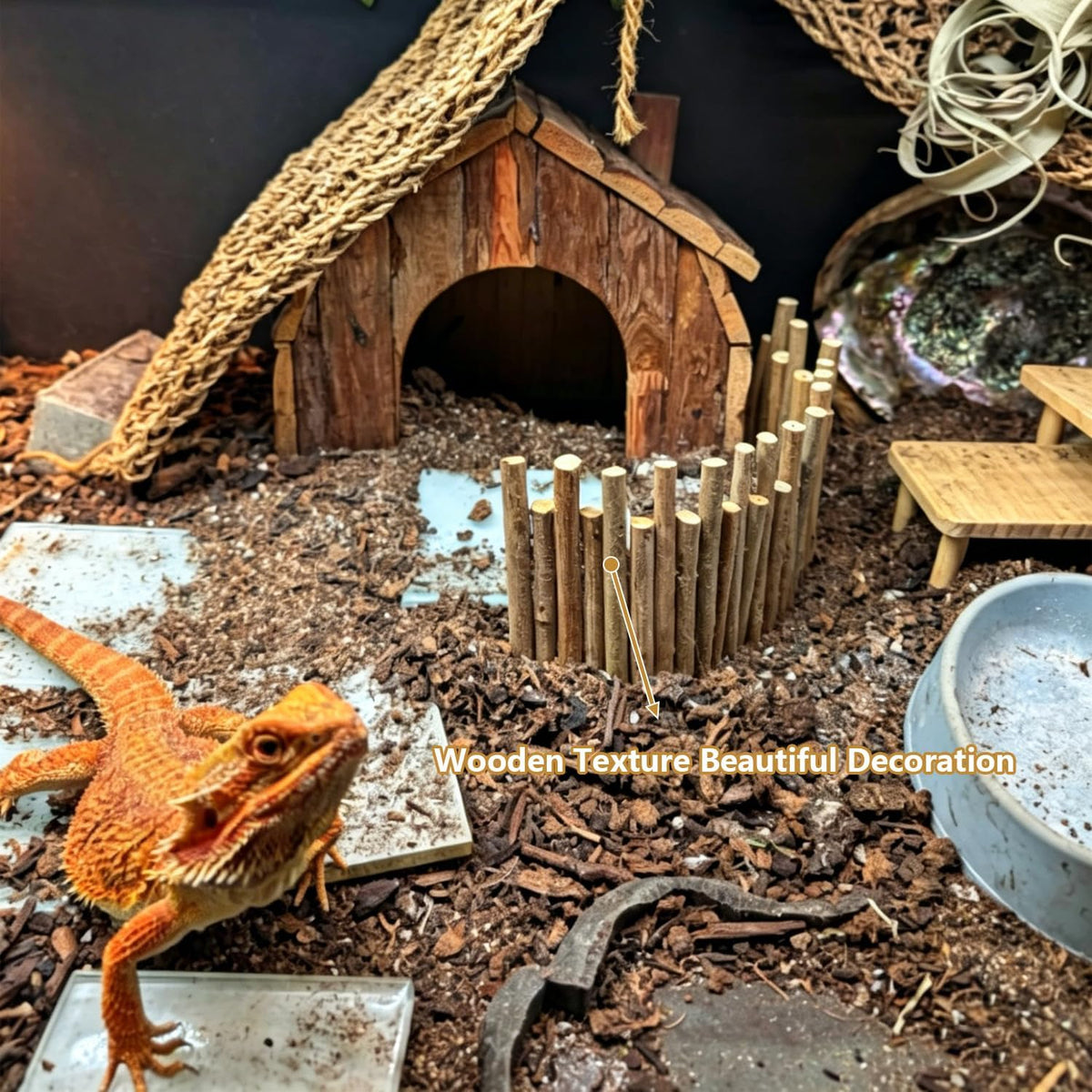 11.8in Flexible Hamster Wooden Bridge for Small Animals, Adjustable Wooden Hamster Bridge with Hooks, Hamster Wooden Fence as Decor and Fence for Hamsters and Gerbils(30CM Fence Style)