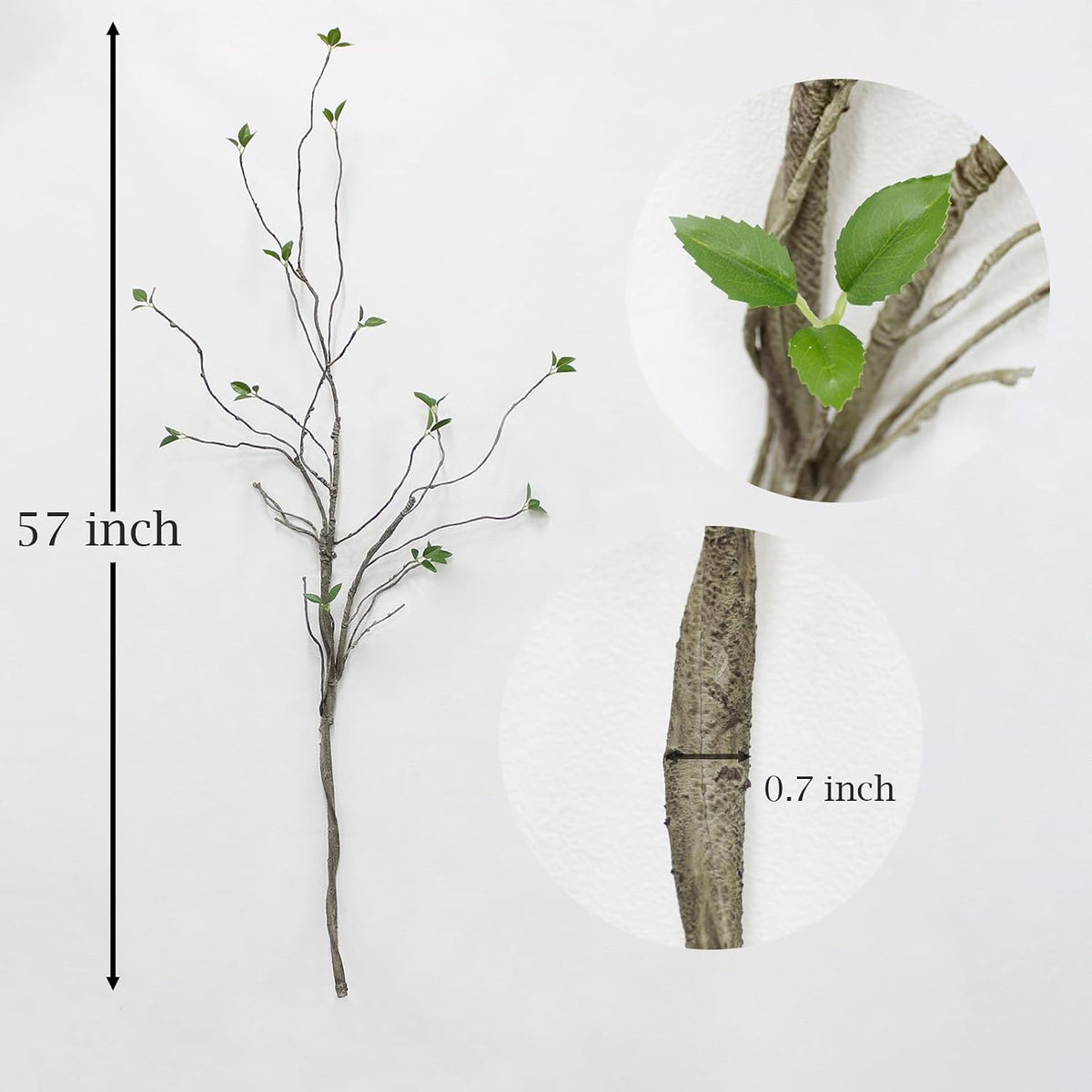 2-Pack 57-Inch Bendable Artificial Branches Green Leaves Faux Stems