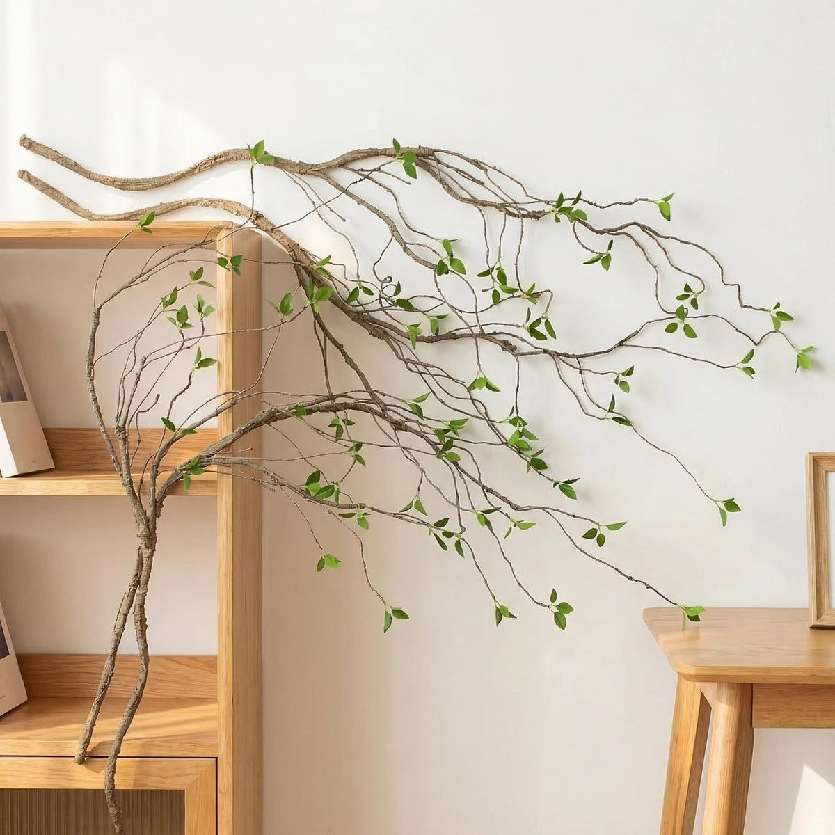 2-Pack 57-Inch Bendable Artificial Branches Green Leaves Faux Stems
