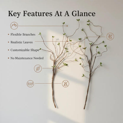 2-Pack 57-Inch Bendable Artificial Branches Green Leaves Faux Stems