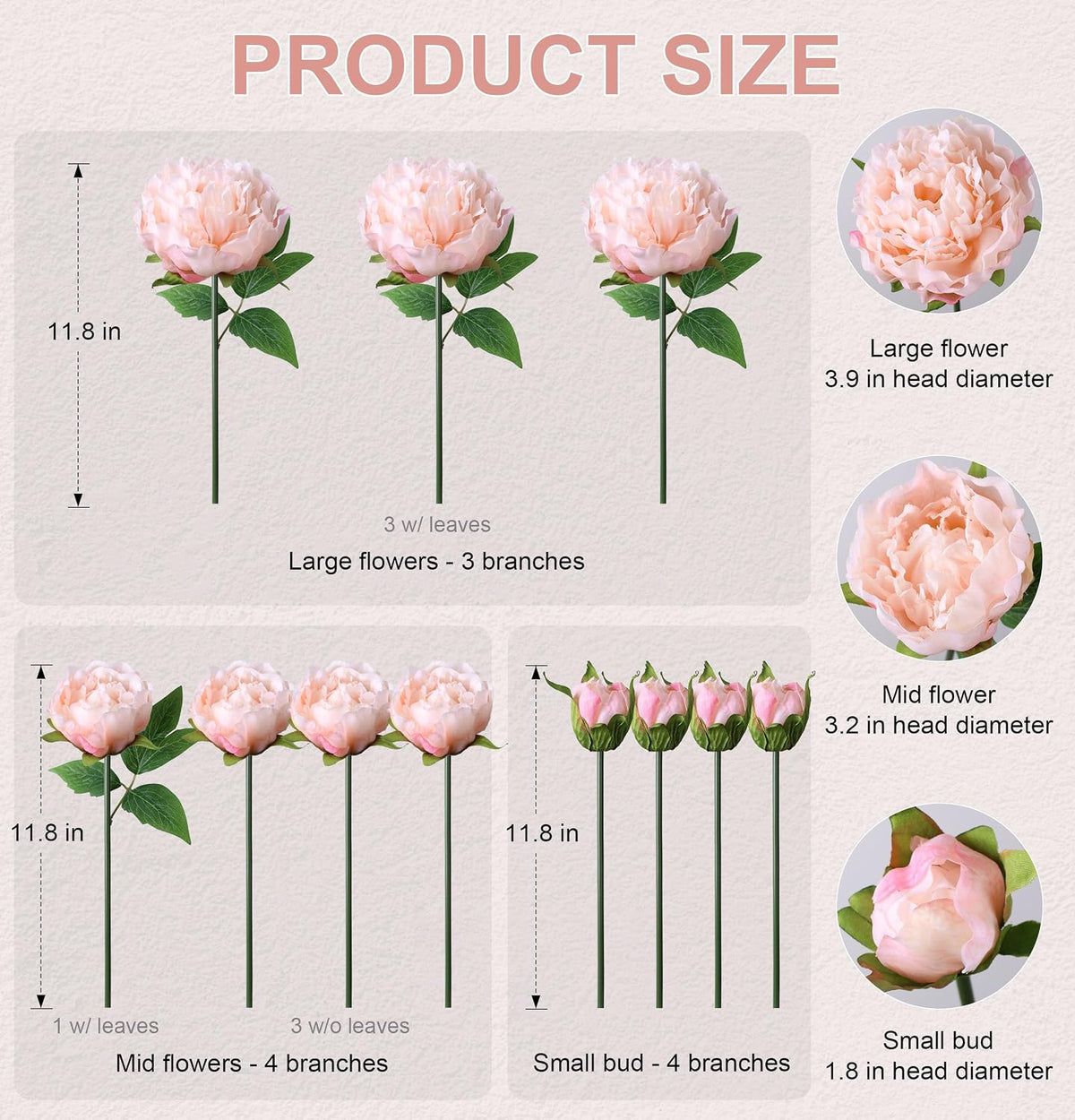 Pink Peonies Artificial Flowers, 11 Pcs Realistic Faux Flowers for Vase, Silk Flowers for Home Decor Indoor, Wedding, Party, Table Centerpiece
