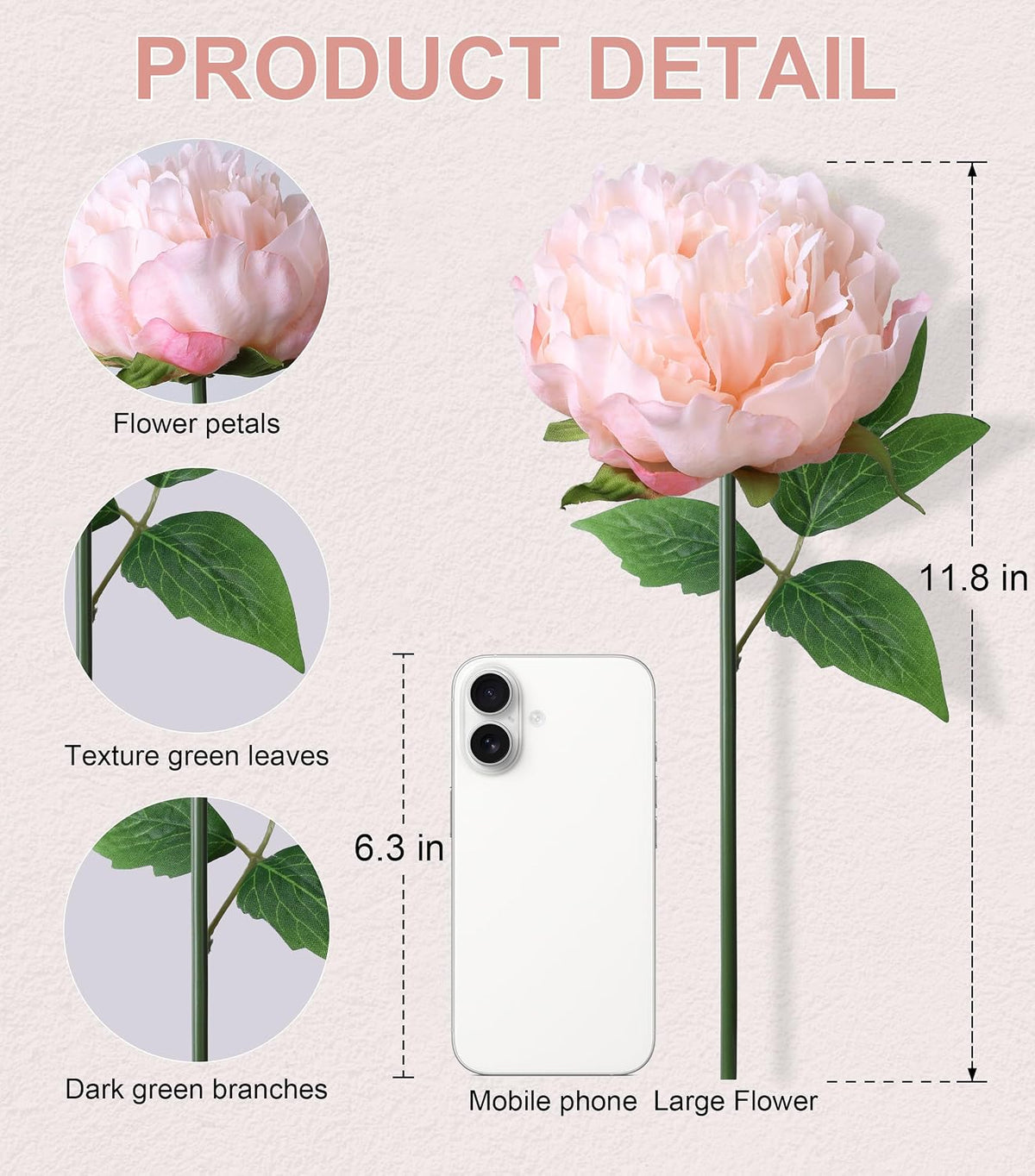 Pink Peonies Artificial Flowers, 11 Pcs Realistic Faux Flowers for Vase, Silk Flowers for Home Decor Indoor, Wedding, Party, Table Centerpiece