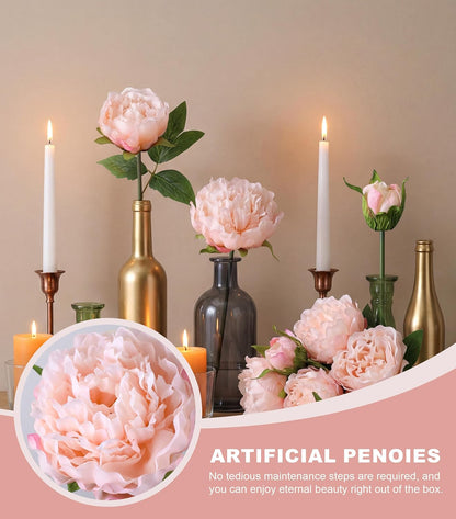Pink Peonies Artificial Flowers, 11 Pcs Realistic Faux Flowers for Vase, Silk Flowers for Home Decor Indoor, Wedding, Party, Table Centerpiece