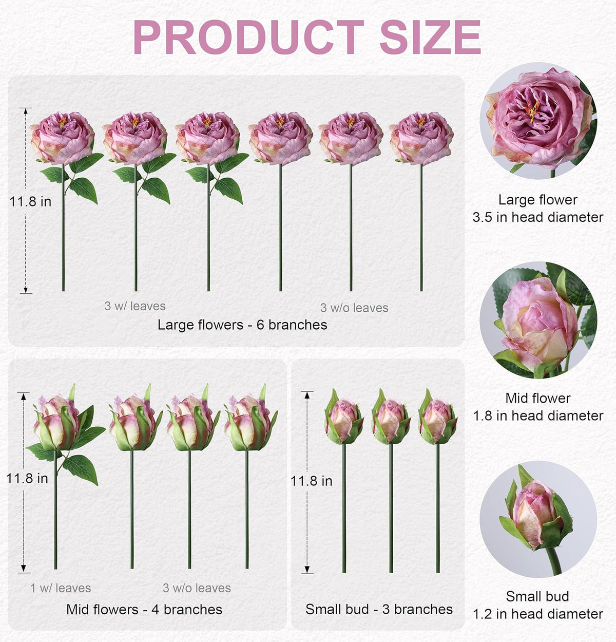 Pink Peonies Artificial Flowers, 11 Pcs Realistic Faux Flowers for Vase, Silk Flowers for Home Decor Indoor, Wedding, Party, Table Centerpiece