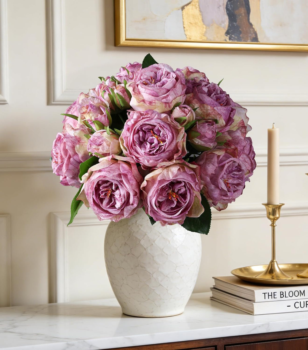 Pink Peonies Artificial Flowers, 11 Pcs Realistic Faux Flowers for Vase, Silk Flowers for Home Decor Indoor, Wedding, Party, Table Centerpiece