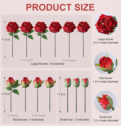 Pink Peonies Artificial Flowers, 11 Pcs Realistic Faux Flowers for Vase, Silk Flowers for Home Decor Indoor, Wedding, Party, Table Centerpiece