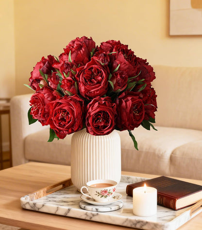 Pink Peonies Artificial Flowers, 11 Pcs Realistic Faux Flowers for Vase, Silk Flowers for Home Decor Indoor, Wedding, Party, Table Centerpiece