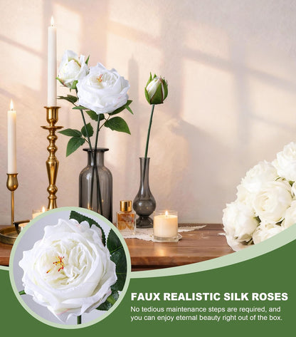 Pink Peonies Artificial Flowers, 11 Pcs Realistic Faux Flowers for Vase, Silk Flowers for Home Decor Indoor, Wedding, Party, Table Centerpiece