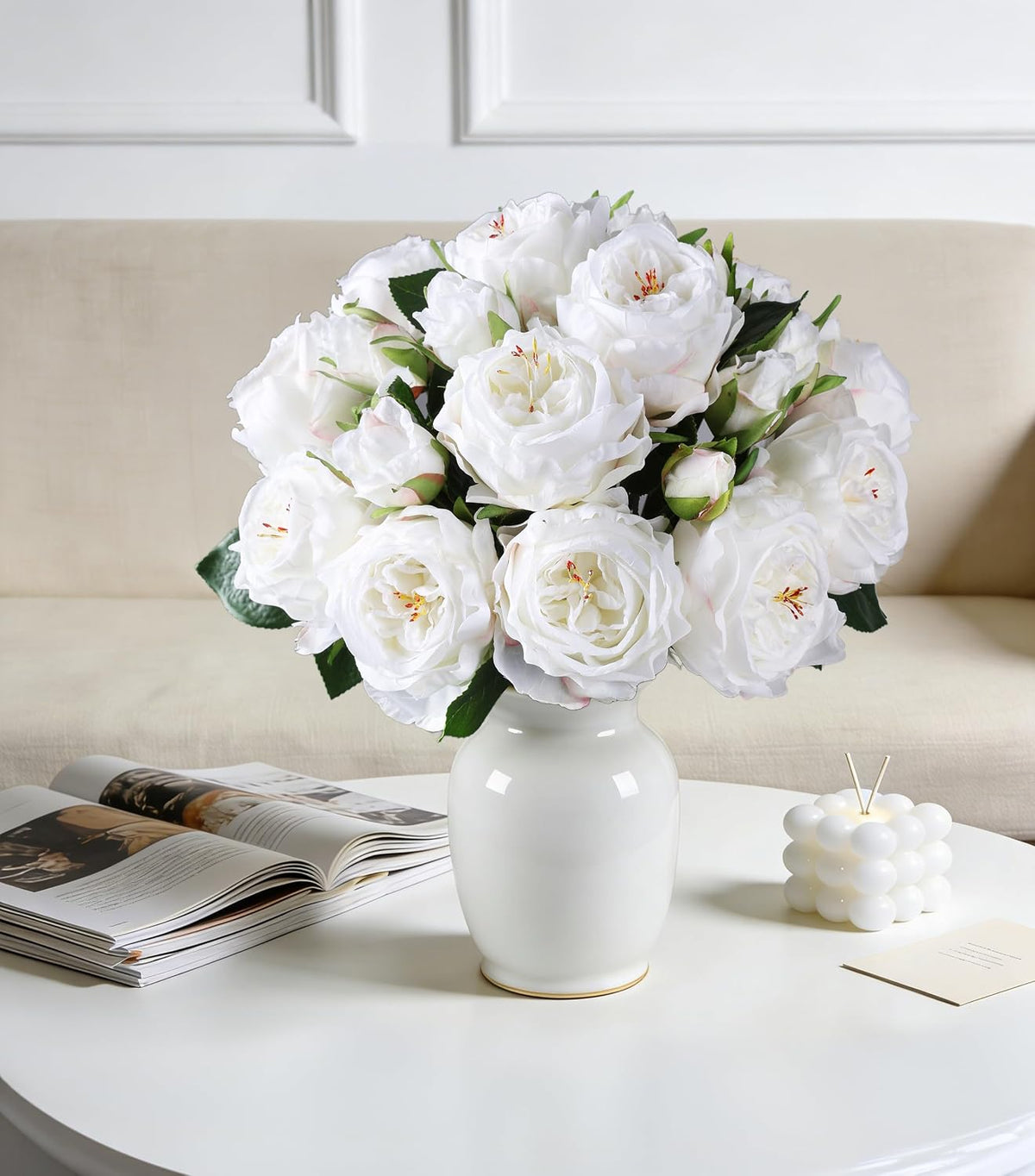 Pink Peonies Artificial Flowers, 11 Pcs Realistic Faux Flowers for Vase, Silk Flowers for Home Decor Indoor, Wedding, Party, Table Centerpiece