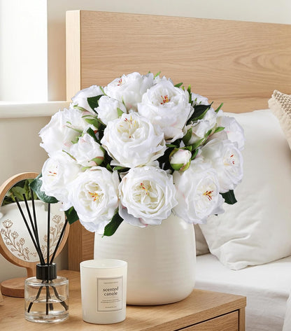 Pink Peonies Artificial Flowers, 11 Pcs Realistic Faux Flowers for Vase, Silk Flowers for Home Decor Indoor, Wedding, Party, Table Centerpiece