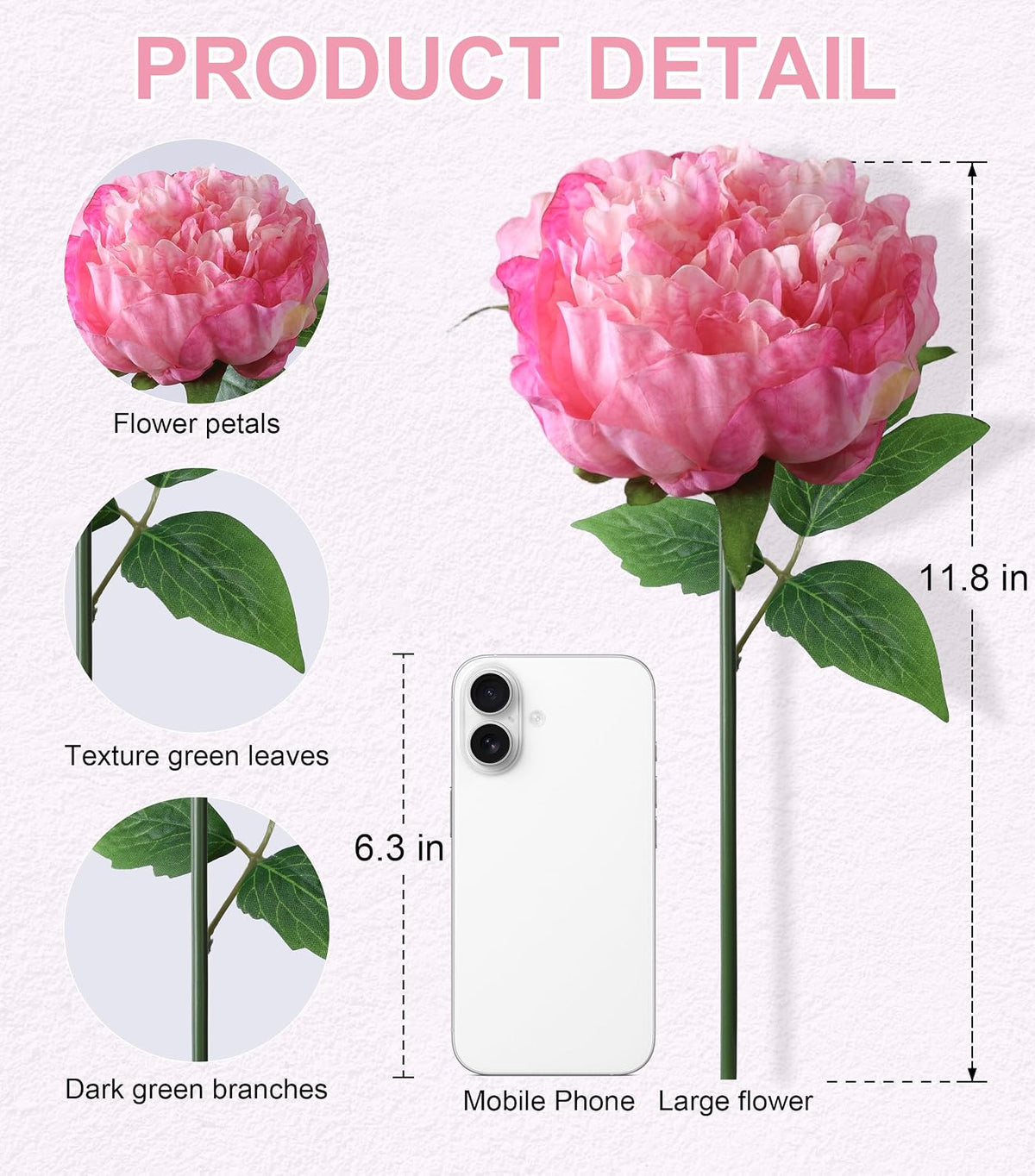 Pink Peonies Artificial Flowers, 11 Pcs Realistic Faux Flowers for Vase, Silk Flowers for Home Decor Indoor, Wedding, Party, Table Centerpiece