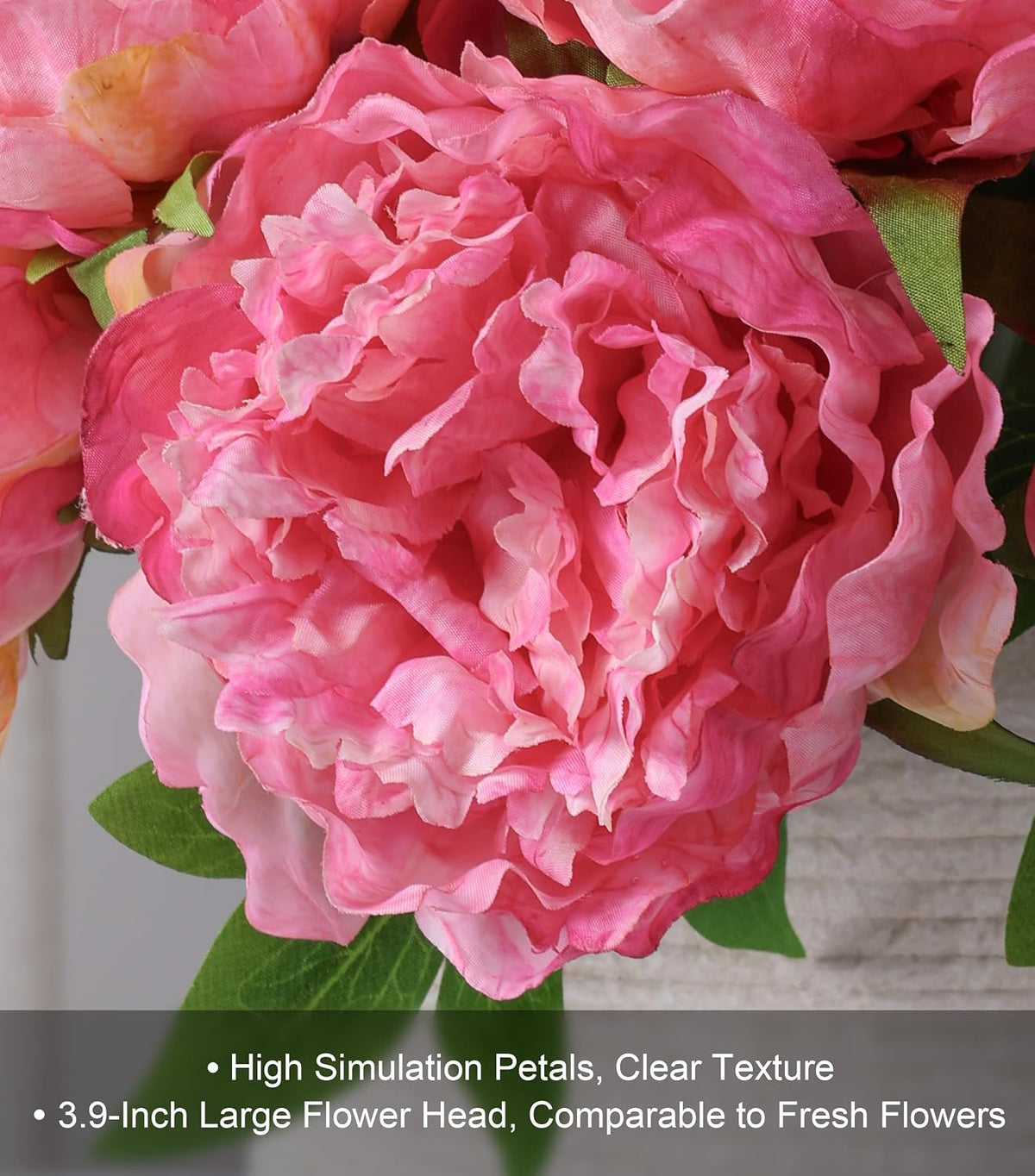 Pink Peonies Artificial Flowers, 11 Pcs Realistic Faux Flowers for Vase, Silk Flowers for Home Decor Indoor, Wedding, Party, Table Centerpiece