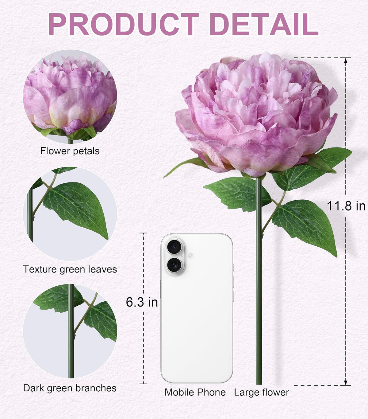 Pink Peonies Artificial Flowers, 11 Pcs Realistic Faux Flowers for Vase, Silk Flowers for Home Decor Indoor, Wedding, Party, Table Centerpiece