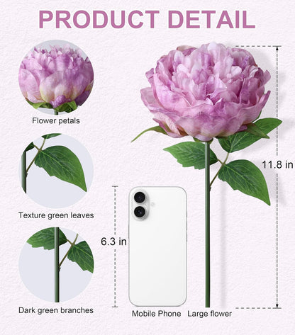 Pink Peonies Artificial Flowers, 11 Pcs Realistic Faux Flowers for Vase, Silk Flowers for Home Decor Indoor, Wedding, Party, Table Centerpiece