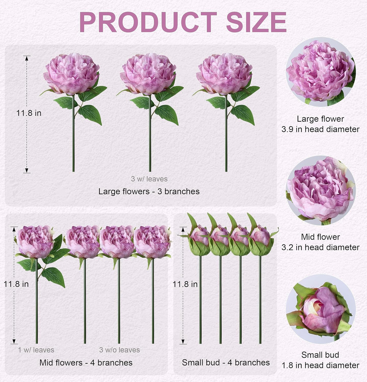 Pink Peonies Artificial Flowers, 11 Pcs Realistic Faux Flowers for Vase, Silk Flowers for Home Decor Indoor, Wedding, Party, Table Centerpiece
