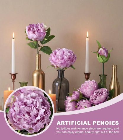 Pink Peonies Artificial Flowers, 11 Pcs Realistic Faux Flowers for Vase, Silk Flowers for Home Decor Indoor, Wedding, Party, Table Centerpiece