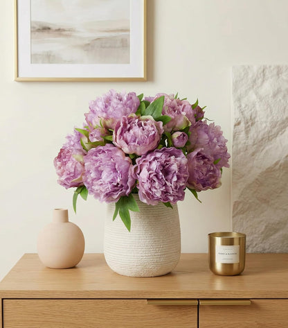 Pink Peonies Artificial Flowers, 11 Pcs Realistic Faux Flowers for Vase, Silk Flowers for Home Decor Indoor, Wedding, Party, Table Centerpiece
