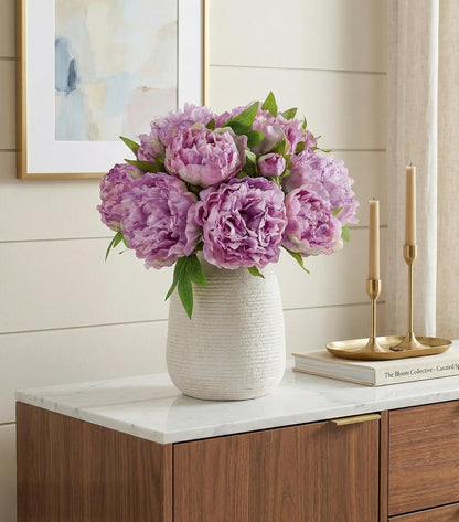 Pink Peonies Artificial Flowers, 11 Pcs Realistic Faux Flowers for Vase, Silk Flowers for Home Decor Indoor, Wedding, Party, Table Centerpiece