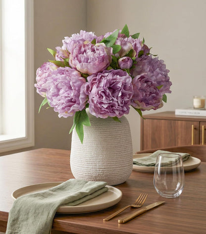 Pink Peonies Artificial Flowers, 11 Pcs Realistic Faux Flowers for Vase, Silk Flowers for Home Decor Indoor, Wedding, Party, Table Centerpiece