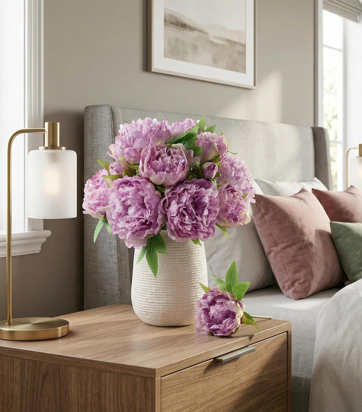 Pink Peonies Artificial Flowers, 11 Pcs Realistic Faux Flowers for Vase, Silk Flowers for Home Decor Indoor, Wedding, Party, Table Centerpiece