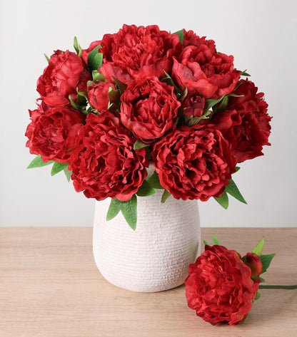 Pink Peonies Artificial Flowers, 11 Pcs Realistic Faux Flowers for Vase, Silk Flowers for Home Decor Indoor, Wedding, Party, Table Centerpiece