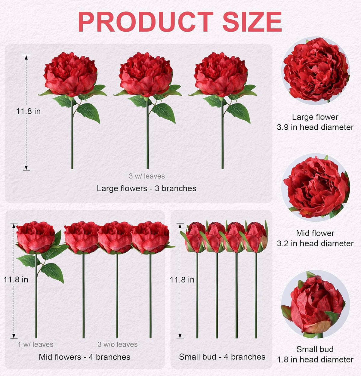 Pink Peonies Artificial Flowers, 11 Pcs Realistic Faux Flowers for Vase, Silk Flowers for Home Decor Indoor, Wedding, Party, Table Centerpiece