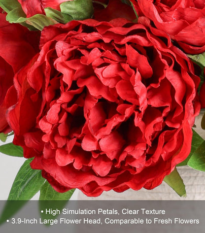 Pink Peonies Artificial Flowers, 11 Pcs Realistic Faux Flowers for Vase, Silk Flowers for Home Decor Indoor, Wedding, Party, Table Centerpiece