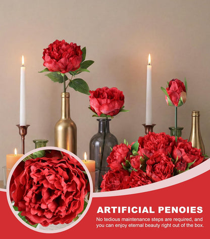 Pink Peonies Artificial Flowers, 11 Pcs Realistic Faux Flowers for Vase, Silk Flowers for Home Decor Indoor, Wedding, Party, Table Centerpiece