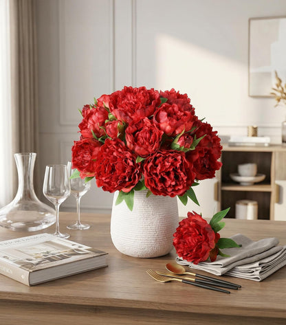 Pink Peonies Artificial Flowers, 11 Pcs Realistic Faux Flowers for Vase, Silk Flowers for Home Decor Indoor, Wedding, Party, Table Centerpiece